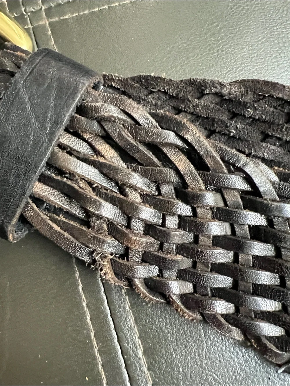 Liz Claiborne Black Braided Leather Belt with Gold Buckle Medium